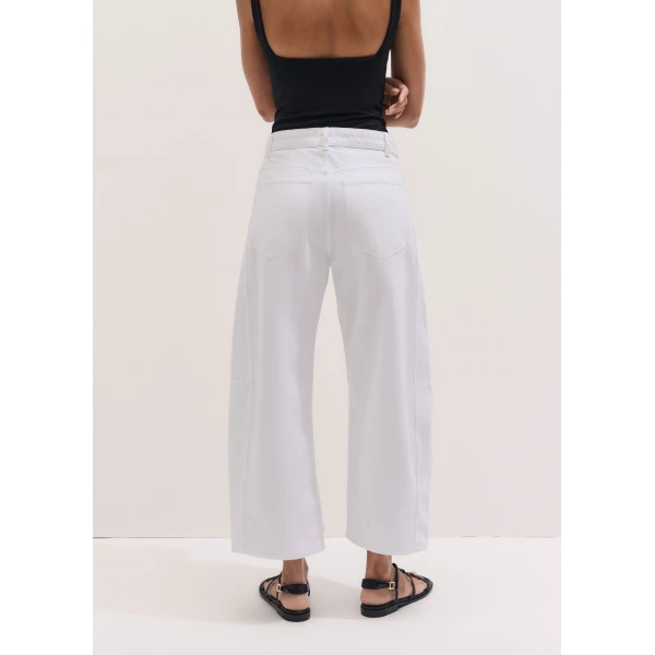 ME+EM ME+EM Exaggerated Crop Jean in Soft White Wash - Pants - Intelligent British Fashion at Coveti