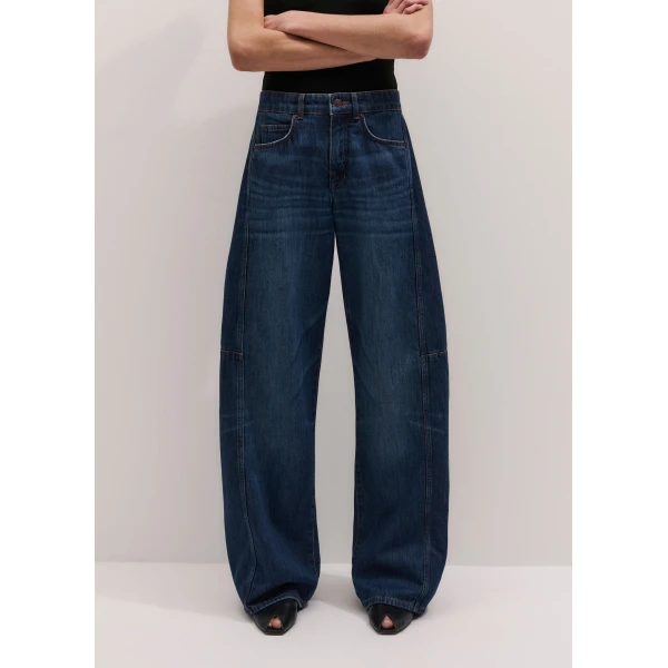 ME+EM ME+EM Exaggerated Taper Jean in Authentic Dark Wash - Pants - Intelligent British Fashion at Coveti
