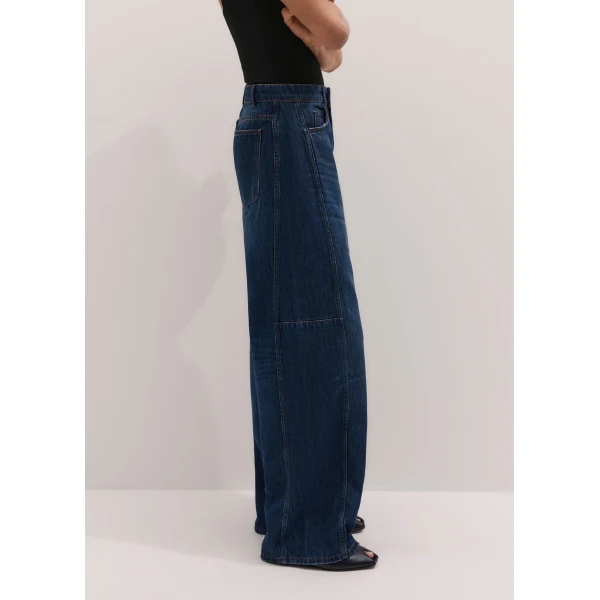 ME+EM ME+EM Exaggerated Taper Jean in Authentic Dark Wash - Pants - Intelligent British Fashion at Coveti