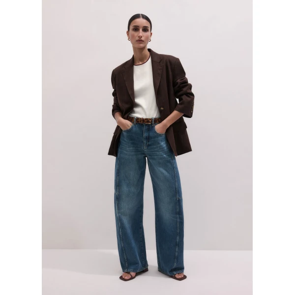 ME+EM ME+EM Exaggerated Taper Jean in Mid Blue Wash - Pants - Intelligent British Fashion at Coveti
