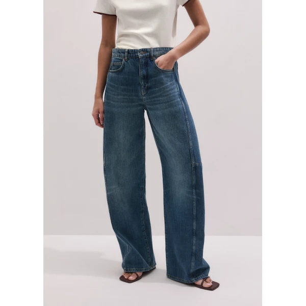 ME+EM ME+EM Exaggerated Taper Jean in Mid Blue Wash - Pants - Intelligent British Fashion at Coveti