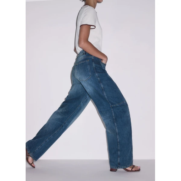 ME+EM ME+EM Exaggerated Taper Jean in Mid Blue Wash - Pants - Intelligent British Fashion at Coveti