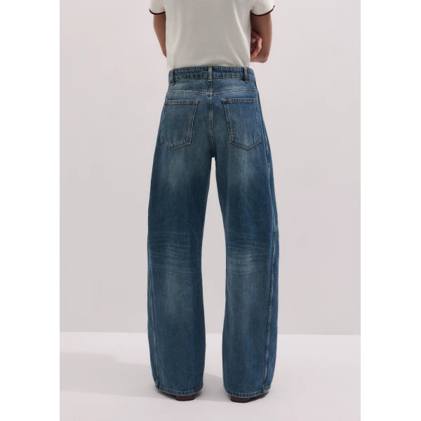 ME+EM ME+EM Exaggerated Taper Jean in Mid Blue Wash - Pants - Intelligent British Fashion at Coveti