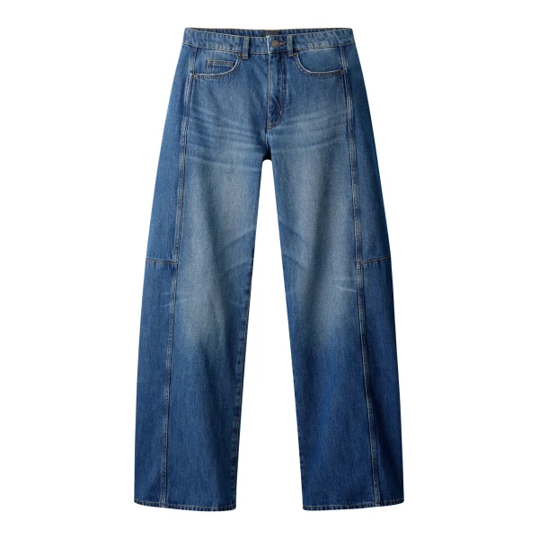 ME+EM ME+EM Exaggerated Taper Jean in Mid Blue Wash - Pants - Intelligent British Fashion at Coveti