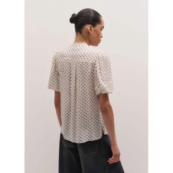 ME+EM ME+EM Feminine Sleeve Blouse in Light Cream Multi - Tops - Intelligent British Fashion at Coveti