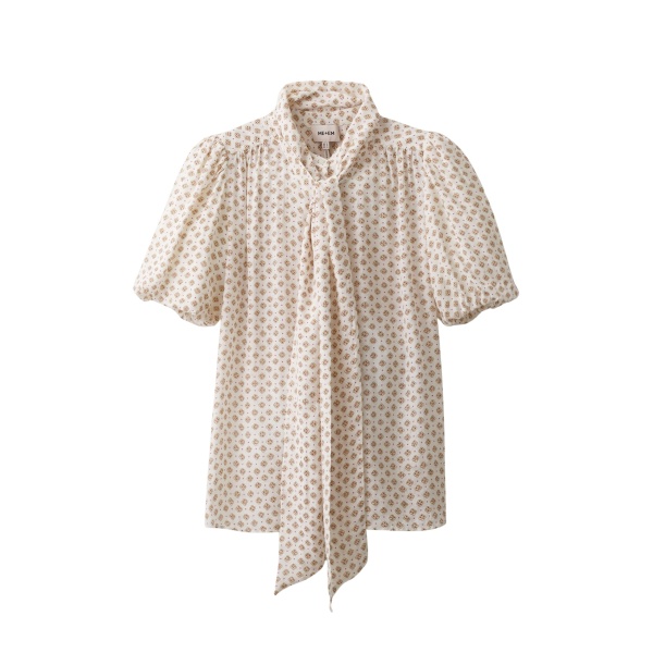 ME+EM ME+EM Feminine Sleeve Blouse in Light Cream Multi - Tops - Intelligent British Fashion at Coveti