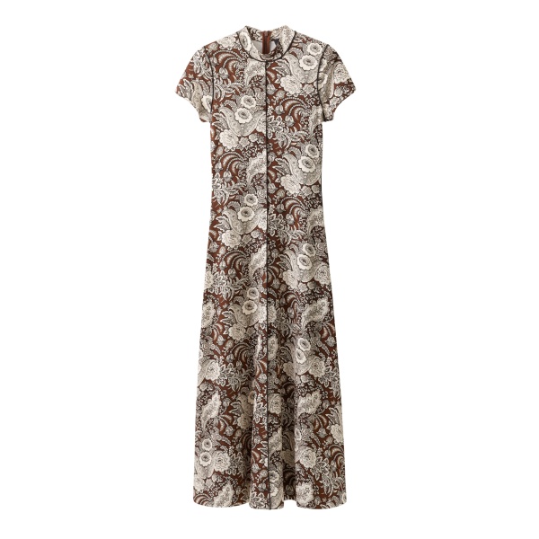 ME+EM ME+EM Fit + Flare Maxi Dress in Brown Multi - Dresses - Intelligent British Fashion at Coveti