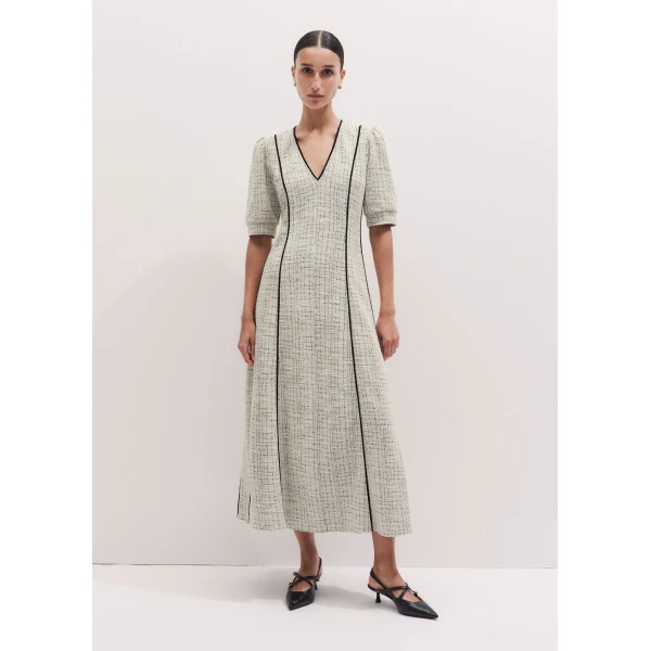 ME+EM ME+EM Fit + Flare Maxi Dress in Cream - Dresses - Intelligent British Fashion at Coveti