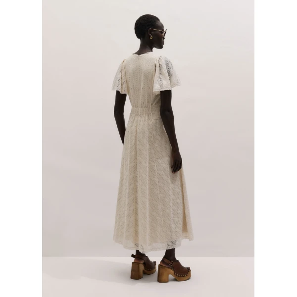 ME+EM ME+EM Fit + Flare Maxi Dress in Ecru - Dresses - Intelligent British Fashion at Coveti