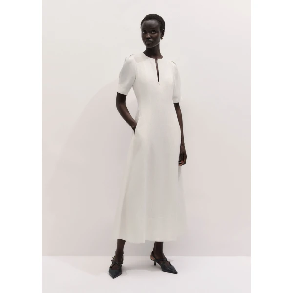 ME+EM ME+EM Fit + Flare Maxi Dress in Light Cream - Dresses - Intelligent British Fashion at Coveti