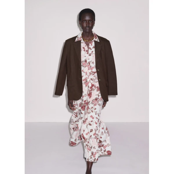 ME+EM ME+EM Fit + Flare Maxi Dress in Light Cream/Multi - Dresses - Intelligent British Fashion at Coveti
