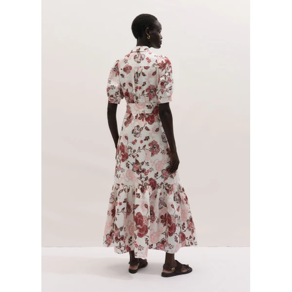 ME+EM ME+EM Fit + Flare Maxi Dress in Light Cream/Multi - Dresses - Intelligent British Fashion at Coveti