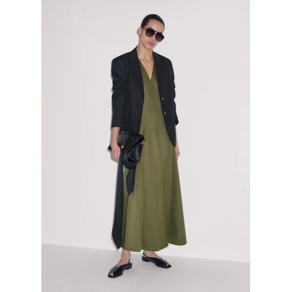 ME+EM ME+EM Fit + Flare Maxi Dress in Olive Green - Dresses - Intelligent British Fashion at Coveti
