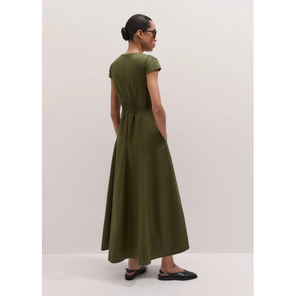 ME+EM ME+EM Fit + Flare Maxi Dress in Olive Green - Dresses - Intelligent British Fashion at Coveti