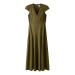 ME+EM ME+EM Fit + Flare Maxi Dress in Olive Green - Dresses - Intelligent British Fashion at Coveti