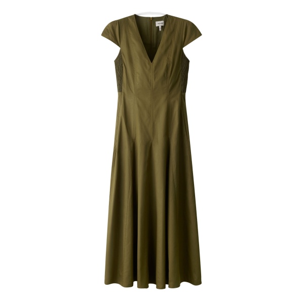 ME+EM ME+EM Fit + Flare Maxi Dress in Olive Green - Dresses - Intelligent British Fashion at Coveti
