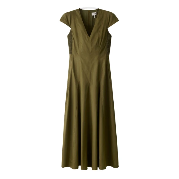 ME+EM ME+EM Fit + Flare Maxi Dress in Olive Green - Dresses - Intelligent British Fashion at Coveti