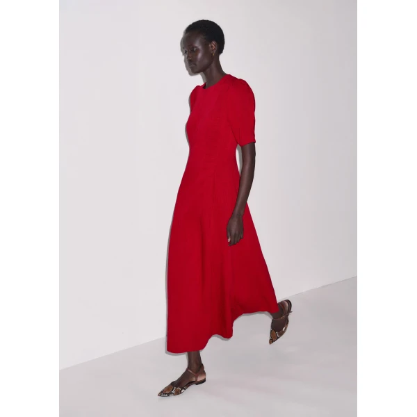 ME+EM ME+EM Fit + Flare Maxi Dress in Ruby Red - Dresses - Intelligent British Fashion at Coveti