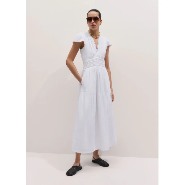 ME+EM ME+EM Fit + Flare Maxi Dress in Soft White - Dresses - Intelligent British Fashion at Coveti