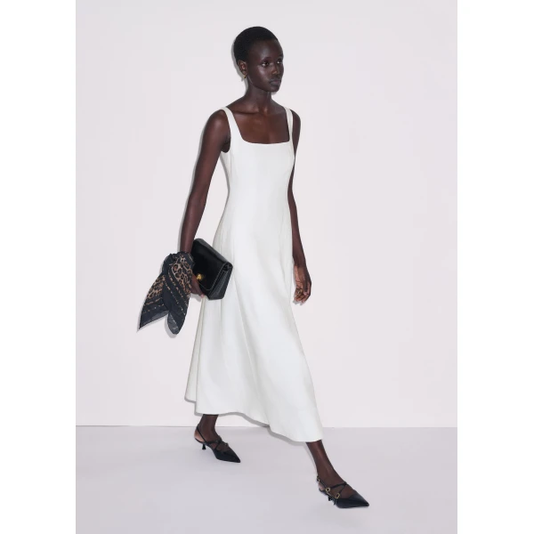 ME+EM ME+EM Fit + Flare Maxi Dress in Soft White - Dresses - Intelligent British Fashion at Coveti