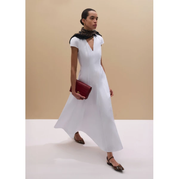 ME+EM ME+EM Fit + Flare Maxi Dress in Soft White - Dresses - Intelligent British Fashion at Coveti