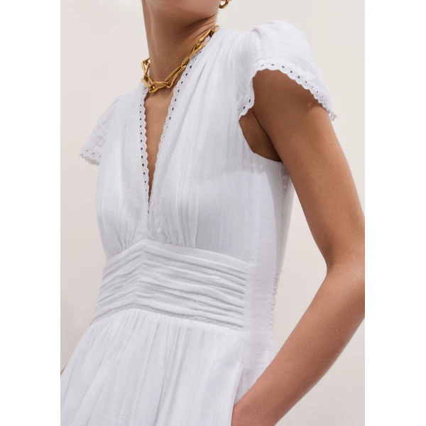 ME+EM ME+EM Fit + Flare Maxi Dress in Soft White - Dresses - Intelligent British Fashion at Coveti