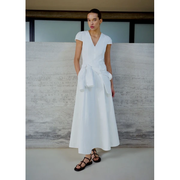 ME+EM ME+EM Fit + Flare Maxi Dress in Soft White - Dresses - Intelligent British Fashion at Coveti