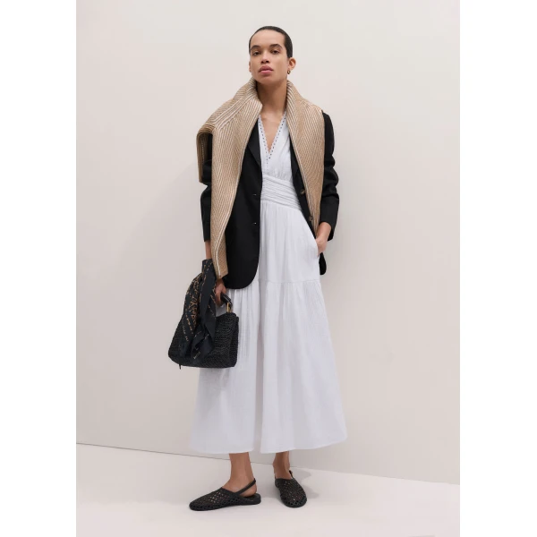 ME+EM ME+EM Fit + Flare Maxi Dress in Soft White - Dresses - Intelligent British Fashion at Coveti