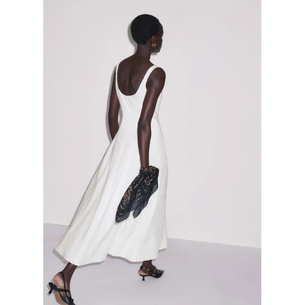 ME+EM ME+EM Fit + Flare Maxi Dress in Soft White - Dresses - Intelligent British Fashion at Coveti