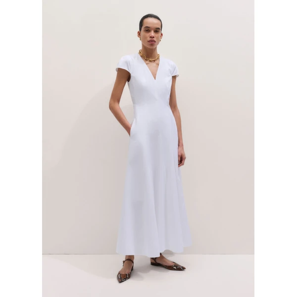 ME+EM ME+EM Fit + Flare Maxi Dress in Soft White - Dresses - Intelligent British Fashion at Coveti