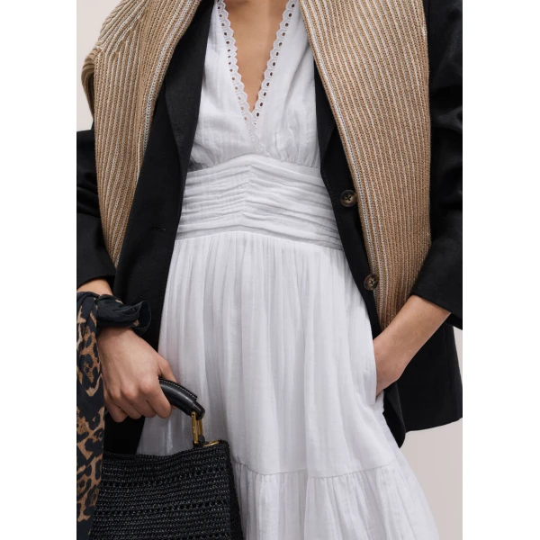 ME+EM ME+EM Fit + Flare Maxi Dress in Soft White - Dresses - Intelligent British Fashion at Coveti