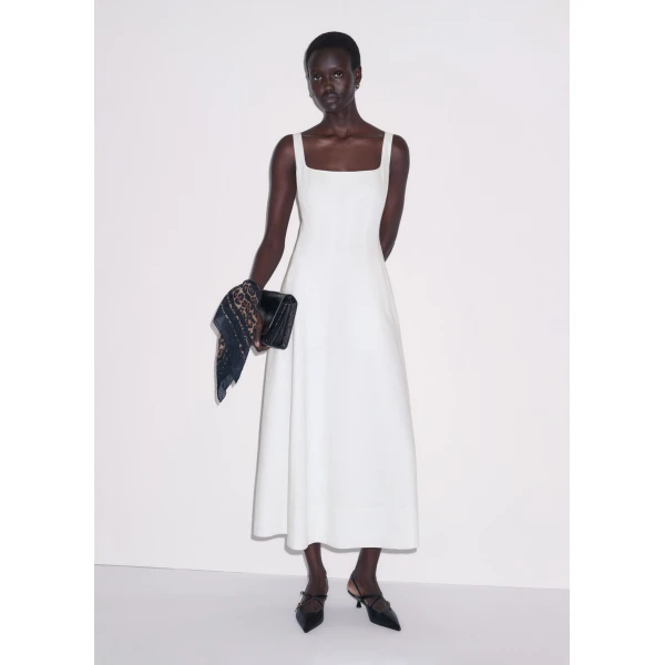 ME+EM ME+EM Fit + Flare Maxi Dress in Soft White - Dresses - Intelligent British Fashion at Coveti