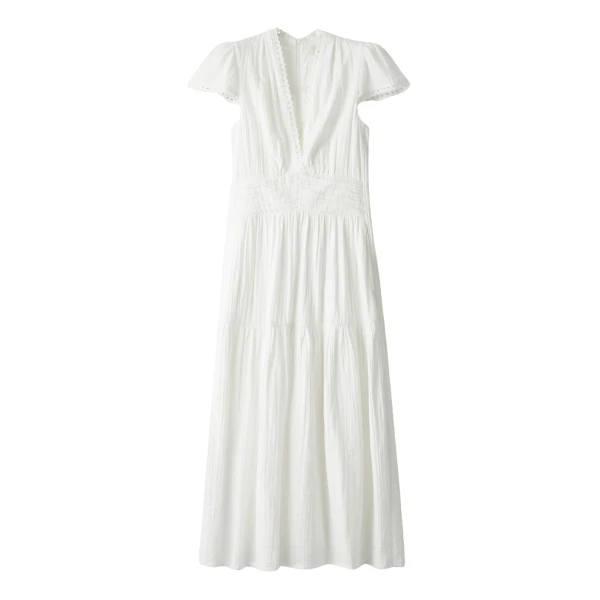 ME+EM ME+EM Fit + Flare Maxi Dress in Soft White - Dresses - Intelligent British Fashion at Coveti