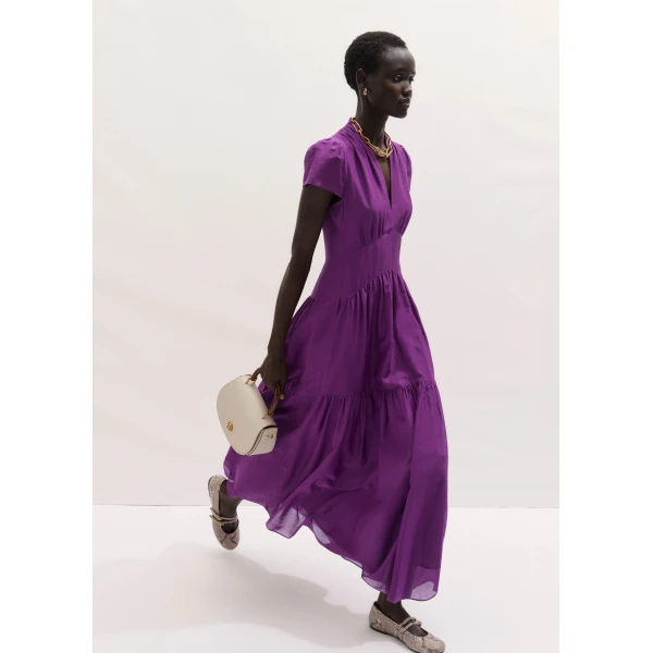 ME+EM ME+EM Fit + Flare Maxi Dress in Violet Purple - Dresses - Intelligent British Fashion at Coveti