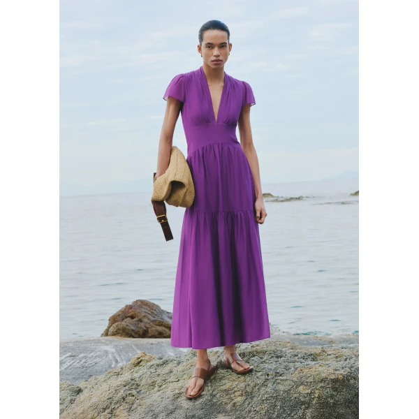 ME+EM ME+EM Fit + Flare Maxi Dress in Violet Purple - Dresses - Intelligent British Fashion at Coveti