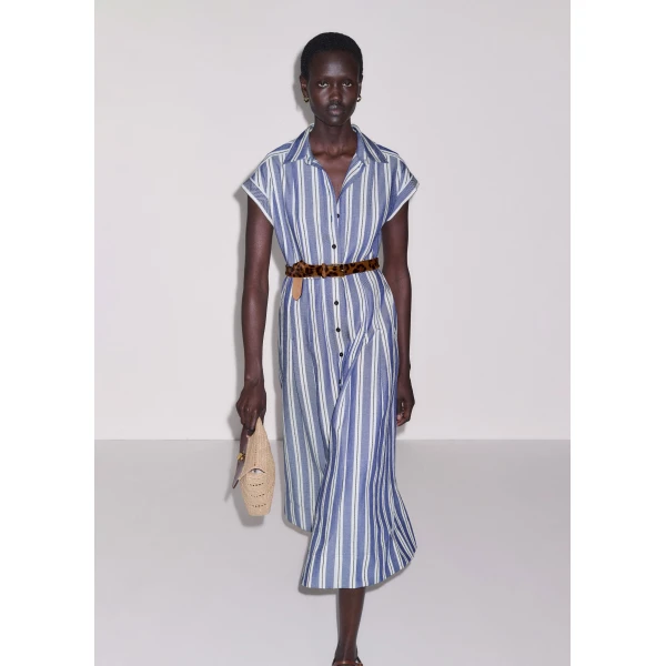 ME+EM ME+EM Fit + Flare Midi Dress in Blue/Multi - Dresses - Intelligent British Fashion at Coveti