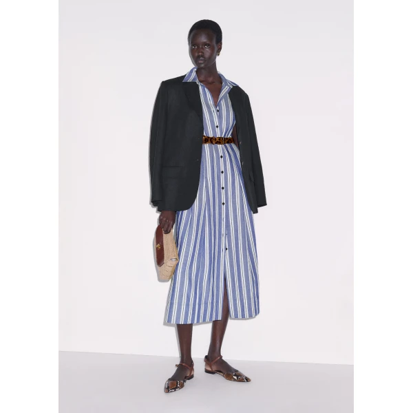 ME+EM ME+EM Fit + Flare Midi Dress in Blue/Multi - Dresses - Intelligent British Fashion at Coveti