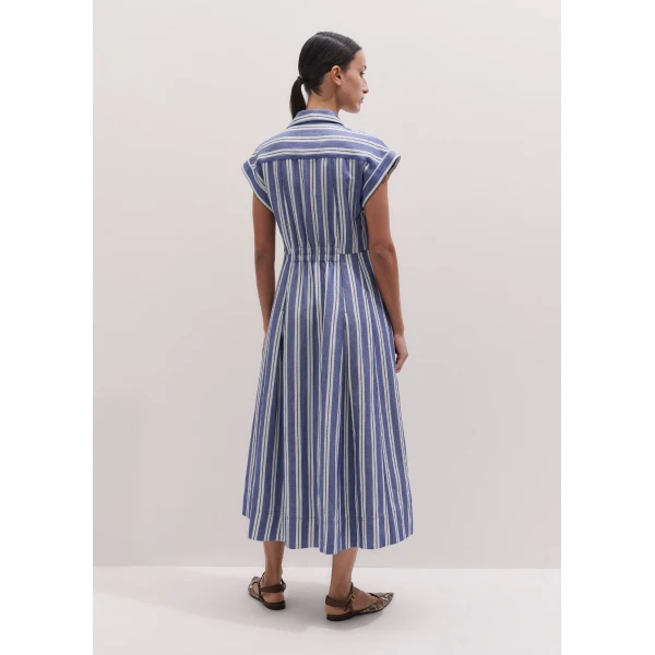 ME+EM ME+EM Fit + Flare Midi Dress in Blue/Multi - Dresses - Intelligent British Fashion at Coveti