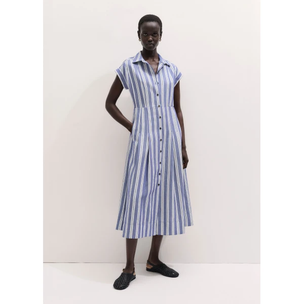 ME+EM ME+EM Fit + Flare Midi Dress in Blue/Multi - Dresses - Intelligent British Fashion at Coveti