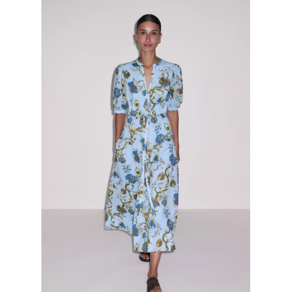 ME+EM ME+EM Fit + Flare Midi Dress in Blue/White - Dresses - Intelligent British Fashion at Coveti