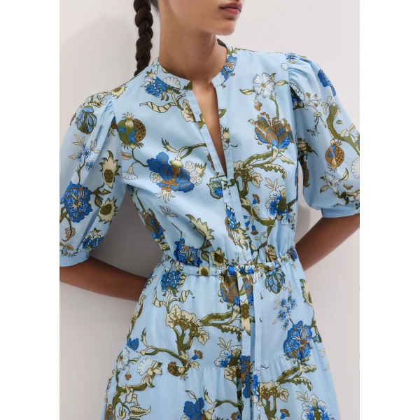 ME+EM ME+EM Fit + Flare Midi Dress in Blue/White - Dresses - Intelligent British Fashion at Coveti