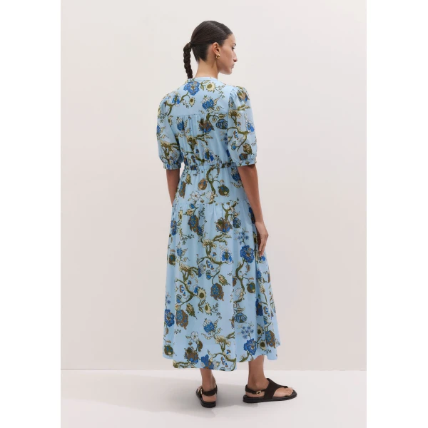 ME+EM ME+EM Fit + Flare Midi Dress in Blue/White - Dresses - Intelligent British Fashion at Coveti