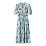 ME+EM ME+EM Fit + Flare Midi Dress in Blue/White - Dresses - Intelligent British Fashion at Coveti
