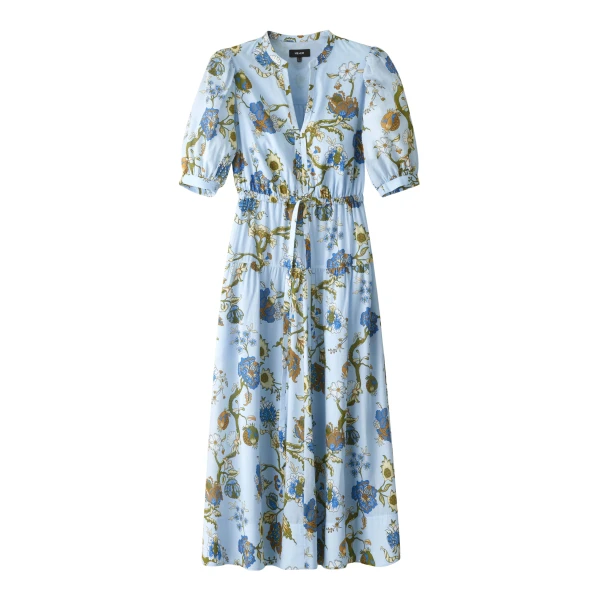 ME+EM ME+EM Fit + Flare Midi Dress in Blue/White - Dresses - Intelligent British Fashion at Coveti
