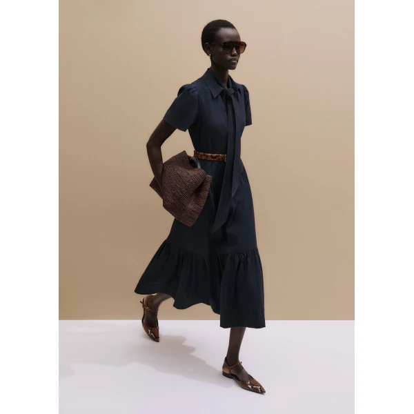 ME+EM ME+EM Fit + Flare Midi Dress in Navy - Dresses - Intelligent British Fashion at Coveti