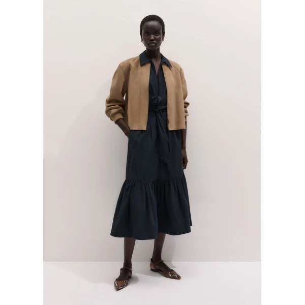 ME+EM ME+EM Fit + Flare Midi Dress in Navy - Dresses - Intelligent British Fashion at Coveti