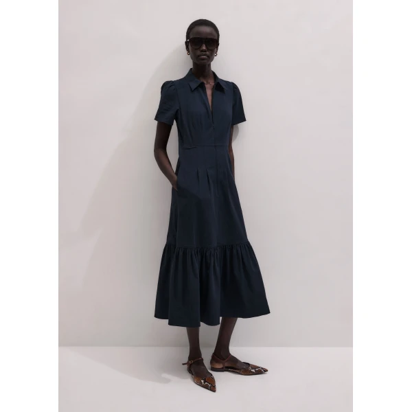 ME+EM ME+EM Fit + Flare Midi Dress in Navy - Dresses - Intelligent British Fashion at Coveti