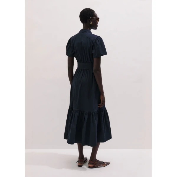 ME+EM ME+EM Fit + Flare Midi Dress in Navy - Dresses - Intelligent British Fashion at Coveti