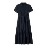 ME+EM ME+EM Fit + Flare Midi Dress in Navy - Dresses - Intelligent British Fashion at Coveti