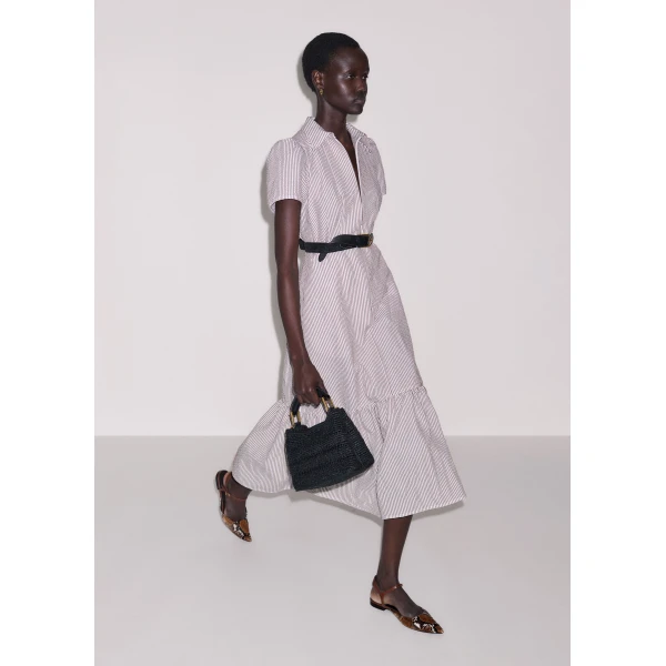 ME+EM ME+EM Fit + Flare Midi Dress in Soft White/Brown - Dresses - Intelligent British Fashion at Coveti